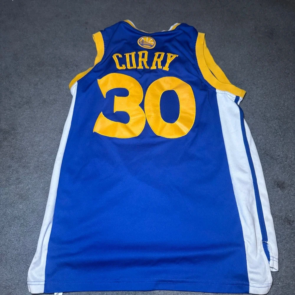 Adidas NBA Golden State Warriors Stephen Curry 30 Jersey Blue Yellow Mens Small